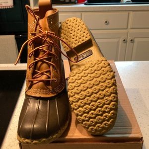 L.L. Bean Brown and Tan Lace Up Duck Boots